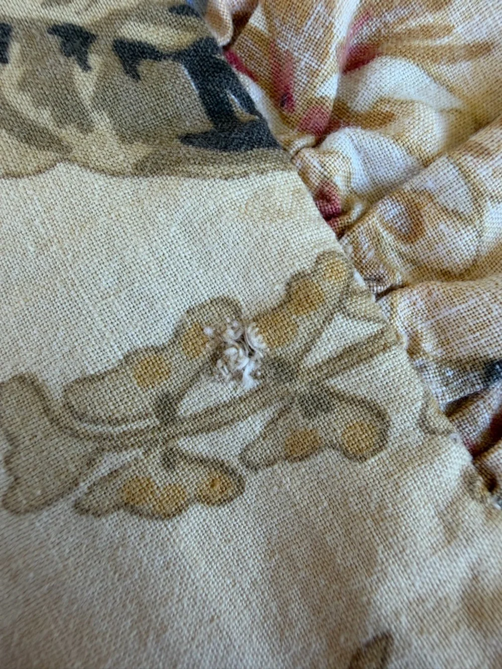 VTG Ralph Lauren Astor 3-Piece Ruffled Duvet Set Tan Pink Floral King Size FLAWS